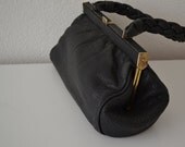 Vintage leather handbag clutch pouch purse braid