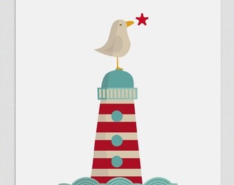 Illustration. Dreamy seagull