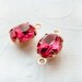 Vintage Deep Pink Rose Rhinestone Glass Jewels Oval 10x8mm 2 Ring or 1 Ring (4)