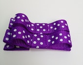 Hair Bow Clips -Set of 2 Purple Polka Dot Tuxedo Clips - Baby Hair Clips -Girls Hair Clips