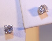 3mm Genuine Diamond Solitaires in Classic Sterling Silver 4-Prong Stud Setting