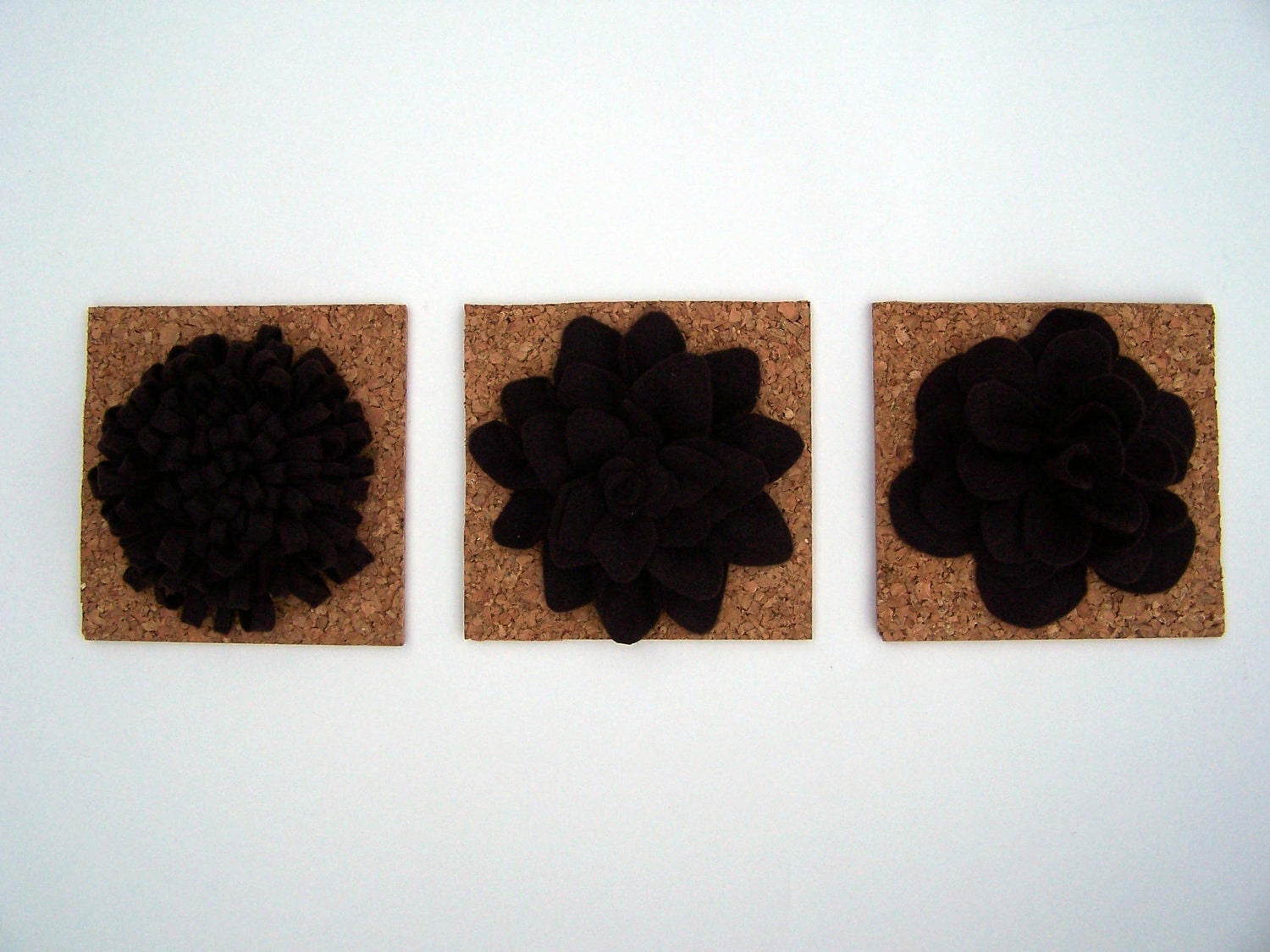 Brown Felt Wall Flower on Cork Wall Hanging Decoration