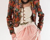 Velvet Floral Cropped Jacket, Spring jacket, Lightweight jacket, Spring coat
