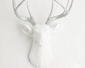 Faux Deer Head - The Frankfurt - White W/ Metallic Antlers Resin Deer Head- Stag Resin White Faux Taxidermy- Chic & Trendy