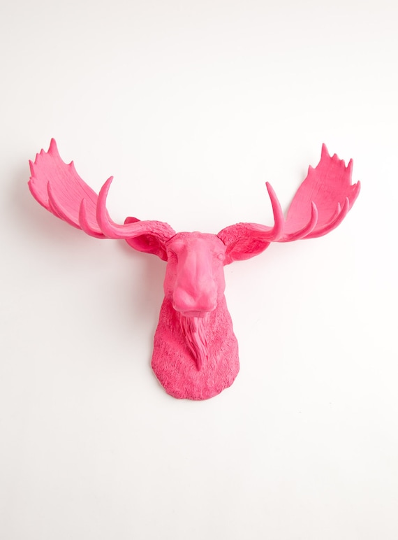 Faux Moose Head - The Phillipa - Pink Resin - Moose Resin Pink Faux Taxidermy- Chic & Trendy