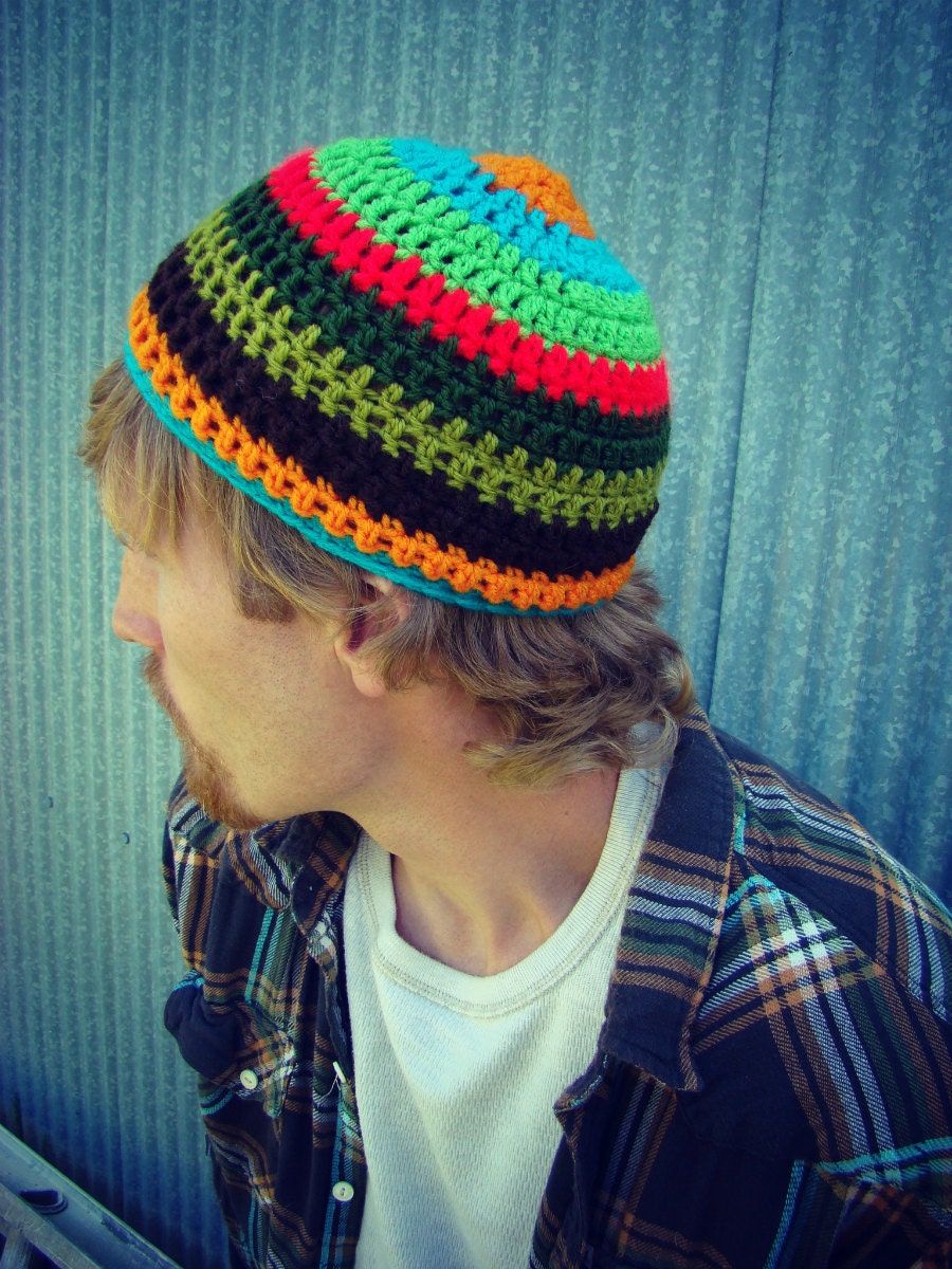 Fiesta Cap-Striped Orange, Green, Red, Brown, and Red Cap