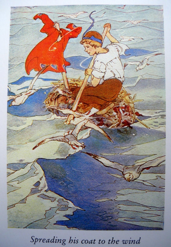 1907 PETER PAN in a BOAT Alice B. Woodward Print