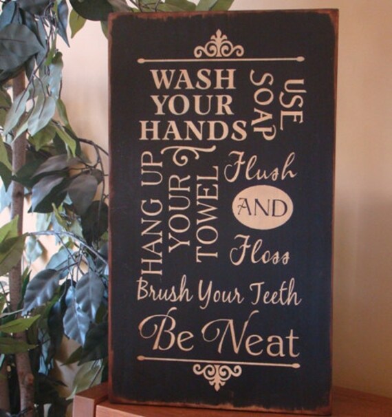 Washroom Bathroom Rules Subway/Typography Word Art Sign