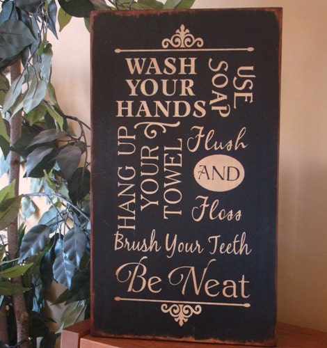 Washroom Bathroom Rules Subway/Typography Word Art Sign