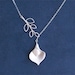 Wedding Jewelry - Lily Necklace with Branch and Pearl - Calla Lily - Bride Necklace - Coin Pearl - Sterling Silver Chain - Wedding Jewelry