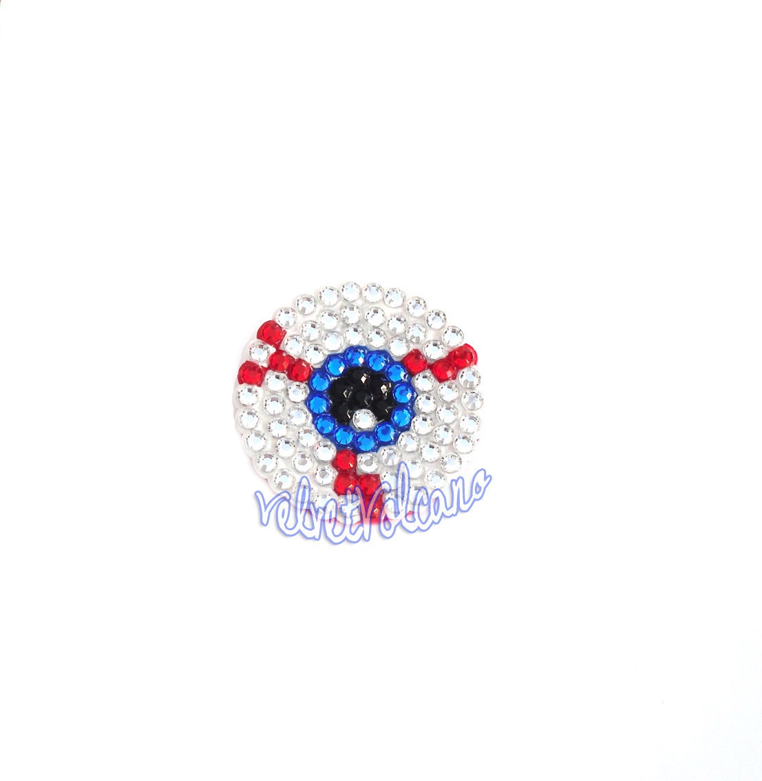 EYE SEE YOU Anywhere Clip You Choose Eye Colour - Crystal Encrusted Eyeball - Horror - Psychobilly - Rockabilly - Halloween - All Crystals