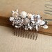 SALE Bridal comb silver, crystal Bridal hair Comb, white, flower, Swarovski comb, shabby chic, collage, Steampunk, rhinestone comb