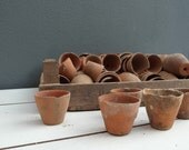set of 5 antique terracota hand made mini flower pots
