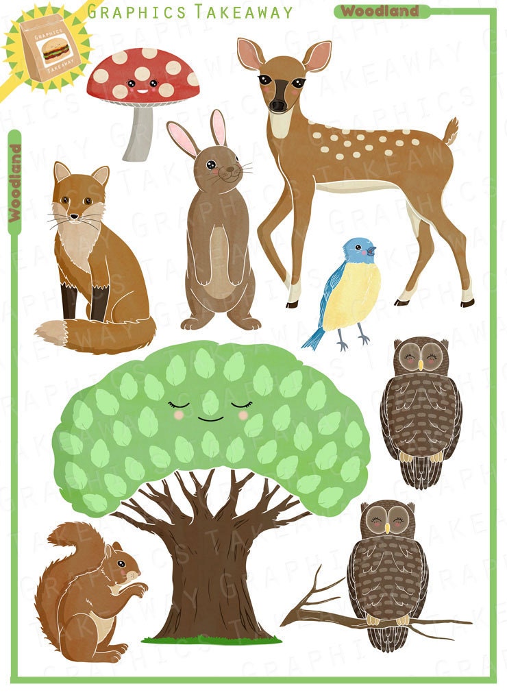 Woodland Clipart/ Digital Collage (Commercial use license)