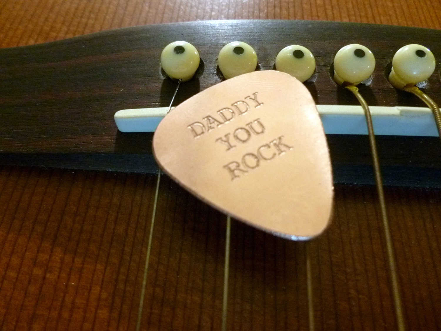 Engraved Copper Guitar Pick - Daddy You Rock