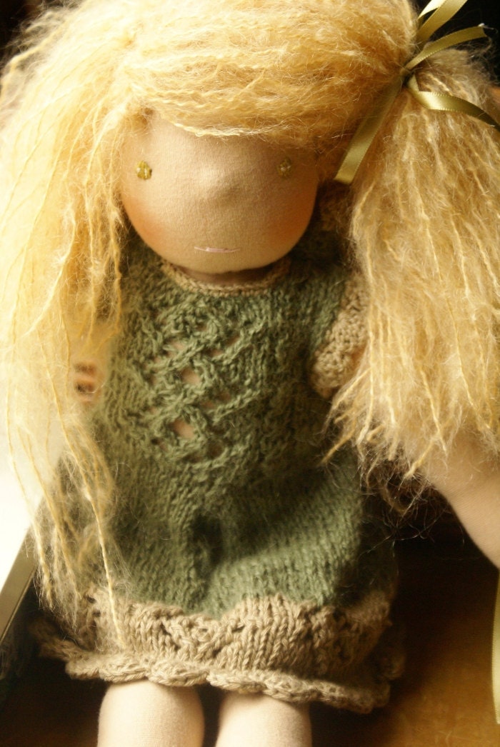 Knitting and Crochet  Pattern for a 16 - 18 inch Waldorf Doll "Forest Fairy Frock"