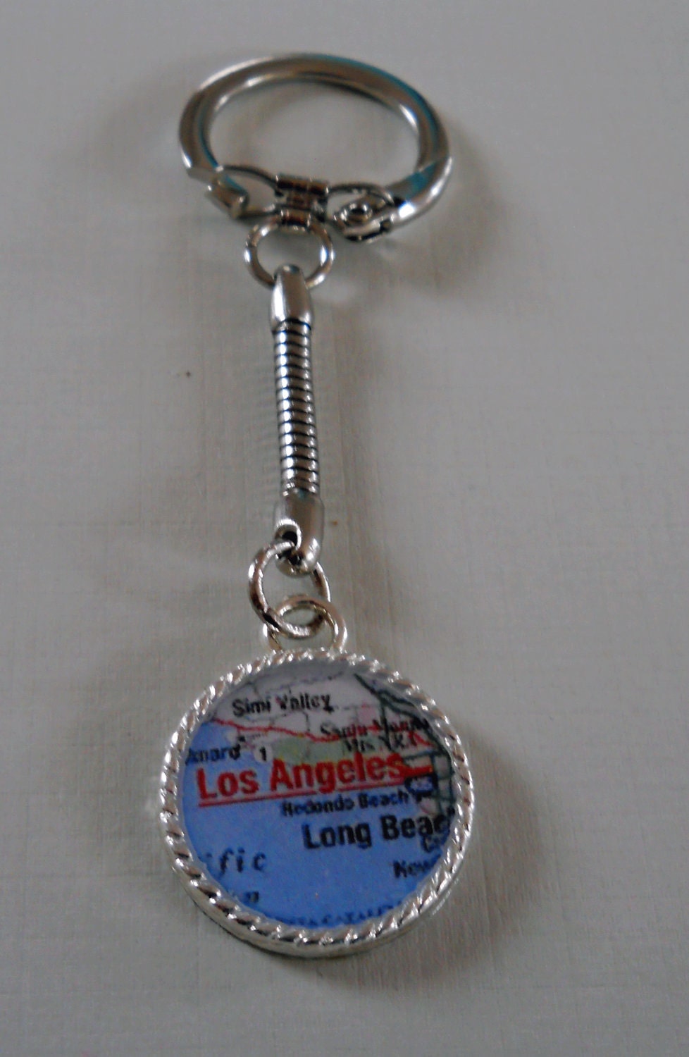 ANYWHERE IN WORLD Keychain with Resin World Map of Any Location