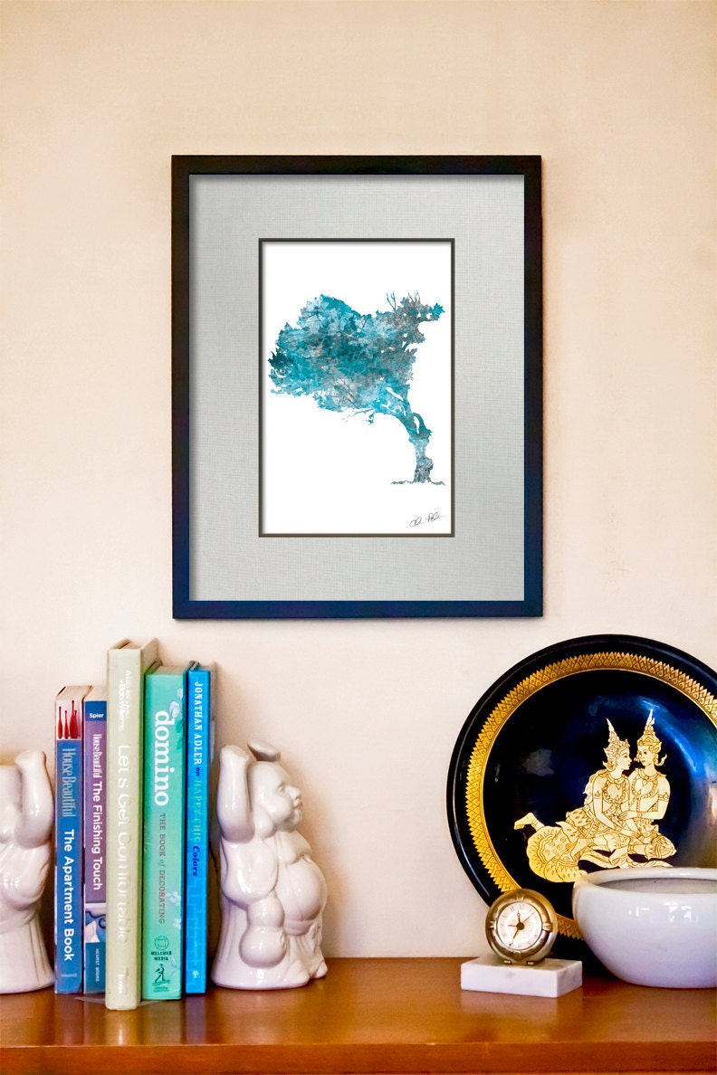 Ink and Paint Textured Swaying Tree Arboreal Fine Art Print - 11x14 Giclée Art Poster