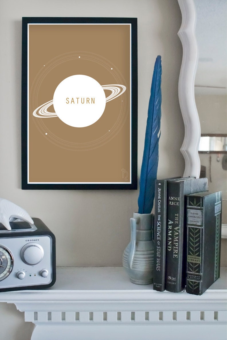The Planets Series: Saturn and its Moons - Scientific Infographic Minimalist Poster Art