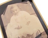 Victorian mourning photo, memorial CDV print of sweet baby girl