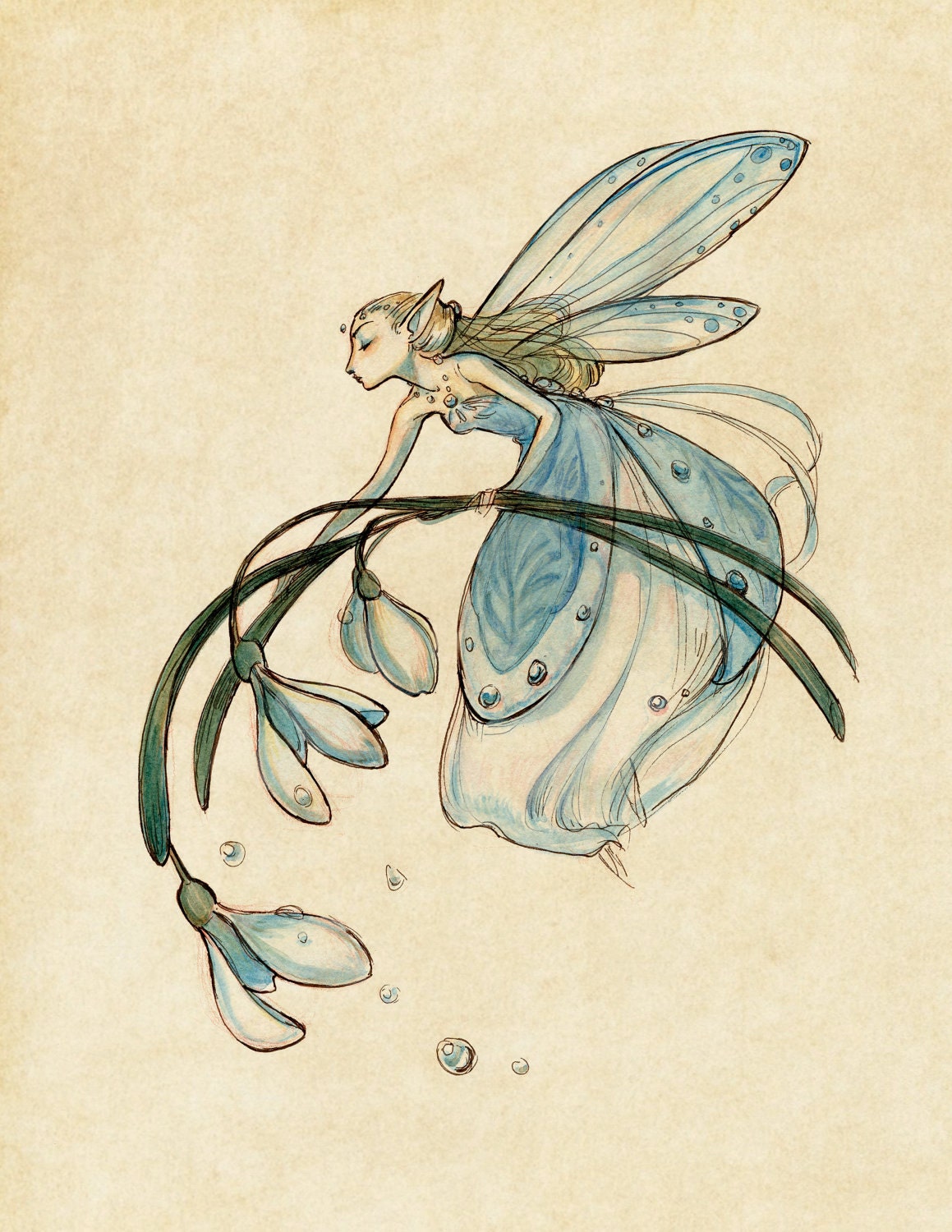 Midsummer Fairies: Snowdrop SMALL 8.5x11 Art Print