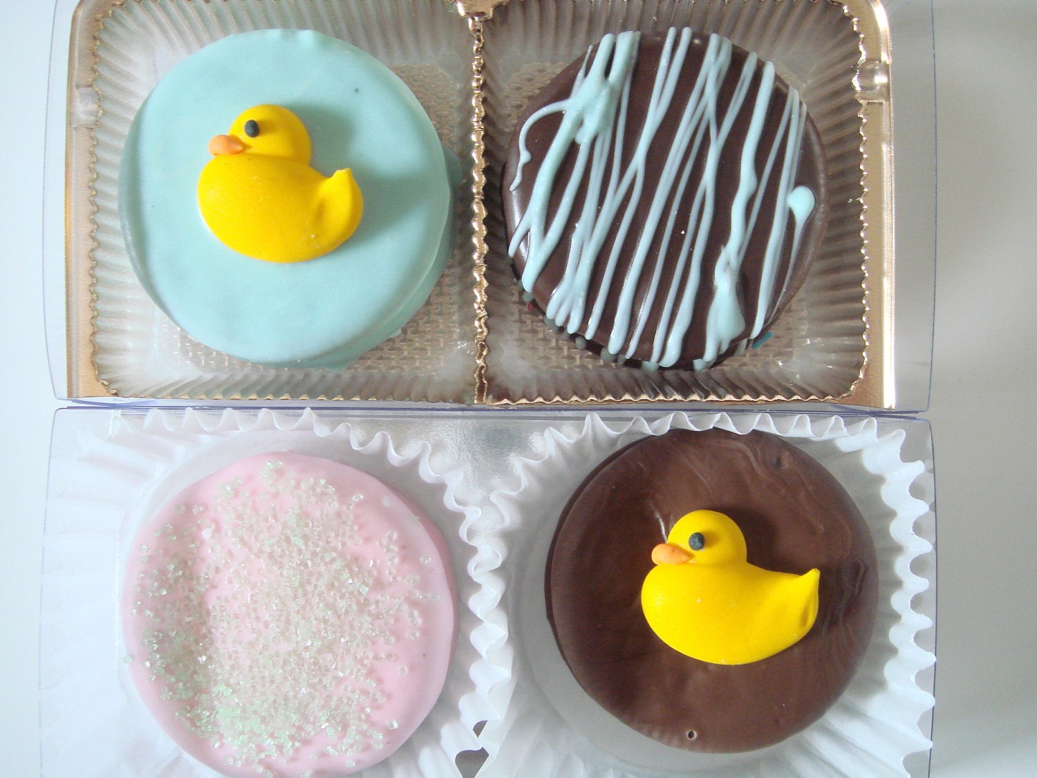 Baby Shower Favor Box of 2 hand-dipped chocolate covered Oreos