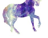 Unicorn Galaxy Universe Vintage Fine Art Print