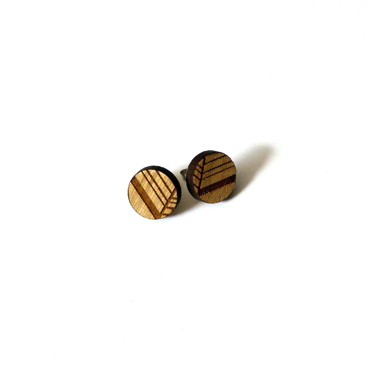 Feather Chevron Navajo Tribal Native wood earrings studs