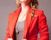 Vintage red cropped blazer with button closure. Small/Medium