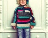 Knit striped hoodie girl