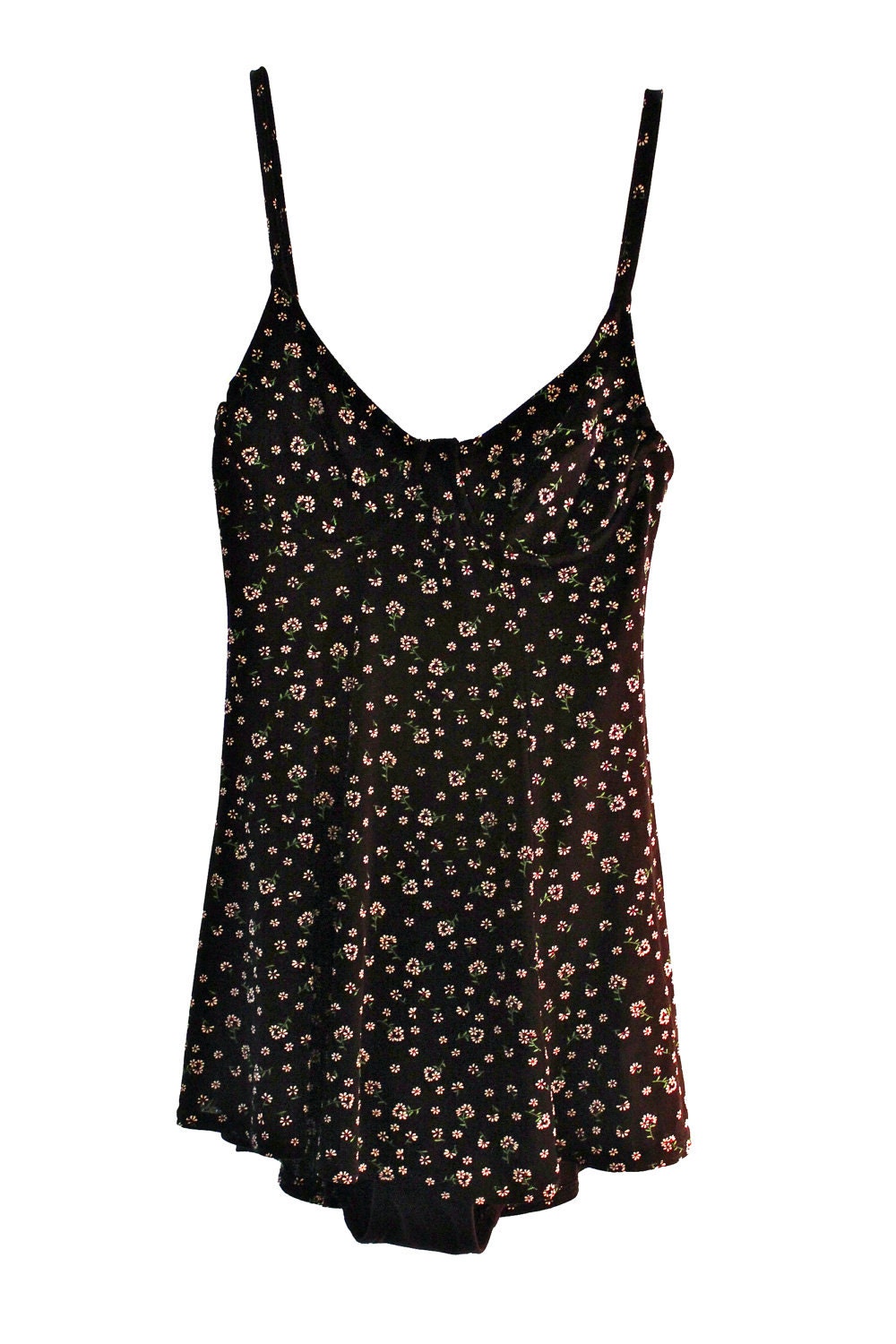 90s Vintage Floral Daisy Print Swimdress (Small)
