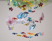 Butterfly Garden Mobile (Butterflies/Flowers),Baby Shower Gift,Nursery Decor, Chandelier