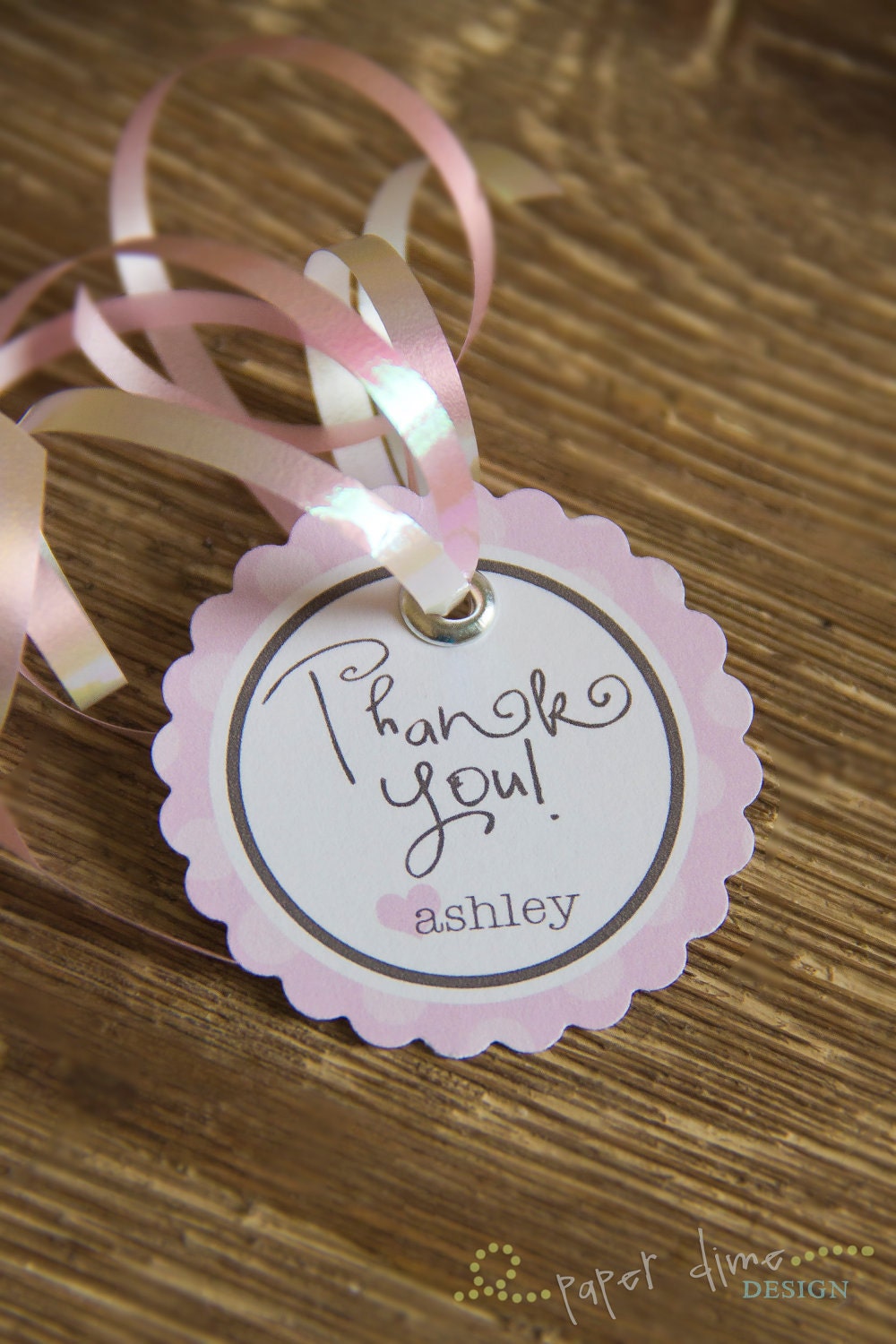PERSONALIZED & CUSTOM Printable Party Circles, Cupcake Toppers, Gift Tags, or Stickers: Thank You - Pink and Brown - PDF File, You Print