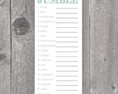 Printable Mint Green, Gold & Yellow Bridal Shower Game