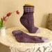 Handknit Socks Purple Finland Wool Lavender Stripes Women's Large Men's Medium