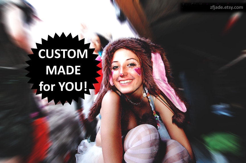 CUSTOM MADE for YOU: Monster Fur Bunny Rabbit Hat