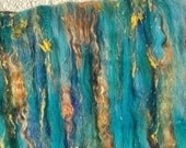 textured fiber art batt, felting or spinning, Under the Sea