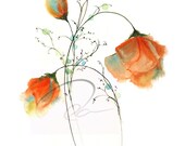 Faithful Expression - Art Print red roses flowers bouquet romantic valentines day gift anniversary spring watercolor painting Oladesign 8x10