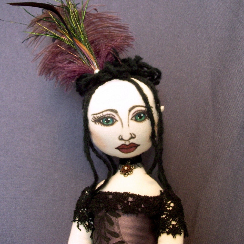 Evette - A Victorian Goth Ooak Cloth Art Doll