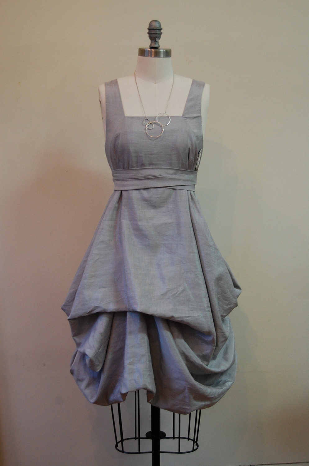Silver Artchitectural Draped Dress