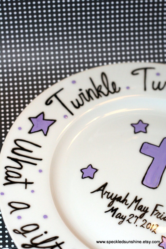 Twinkle Twinkle Little Star What a Gift From God You Are Custom 10.5 inch Personalized dinner sized Porcelain Plate