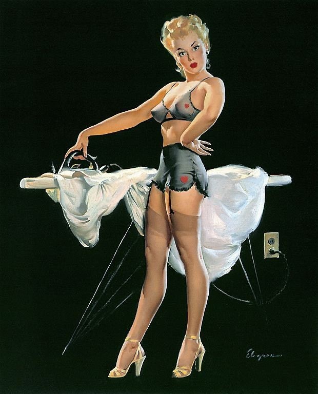 8x11 Valentine Sale - PRESSING DETAILS Laundry Room Pin-Up sheer see though lingerie nylons stockings bra and panties garter belt hearts
