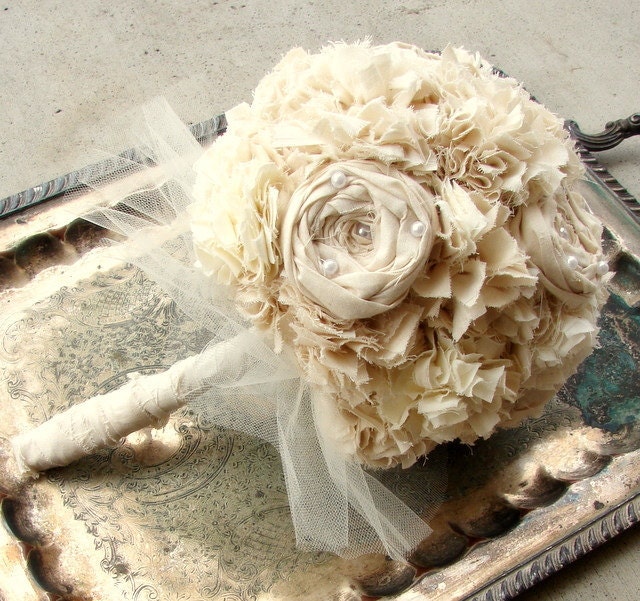 Fabric Wedding Bouquet - Weddings, Bouquet, Vintage Wedding