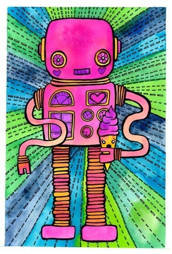 Robot Ice Cream Cone 8x10 Fine Art Print