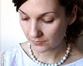Natural Stone Necklace . White Stone Choker Bead Necklace . White Necklace . Simple Howlite Necklace - Arcadia Collection . Galaxy Necklace