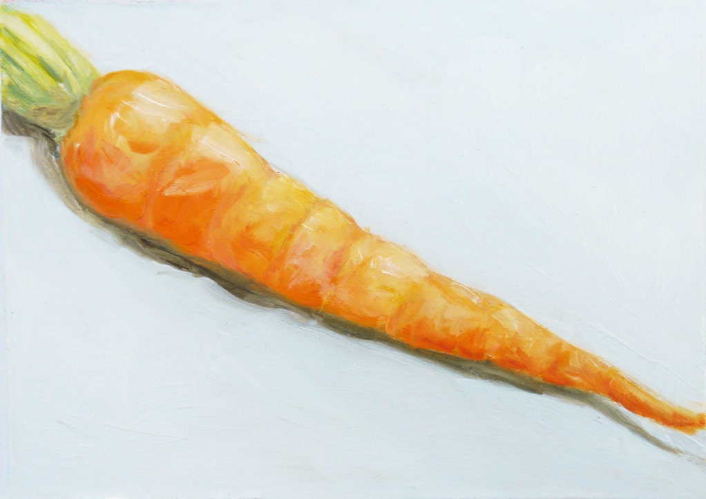 Baby Carrot ACEO Original Oil  Kitchen Wall Art