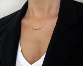 Curved Gold Bar Necklace / Gold Tube Necklace / Simple Gold Necklace