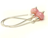 Pink Lampwork Earrings - Artisan Glass and Sterling Silver - UK SRA