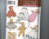 Doll Sewing Pattern Simplicity Archives 5215 1960s Style Baby Doll Clothes 12 14 16 18 20 22 Inch Bunting Coat Romper Gown UNCUT 1844