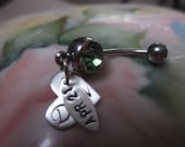 Personalized Belly Button Rings Hand Stamped Sterling Silver Charms wedding date names intials